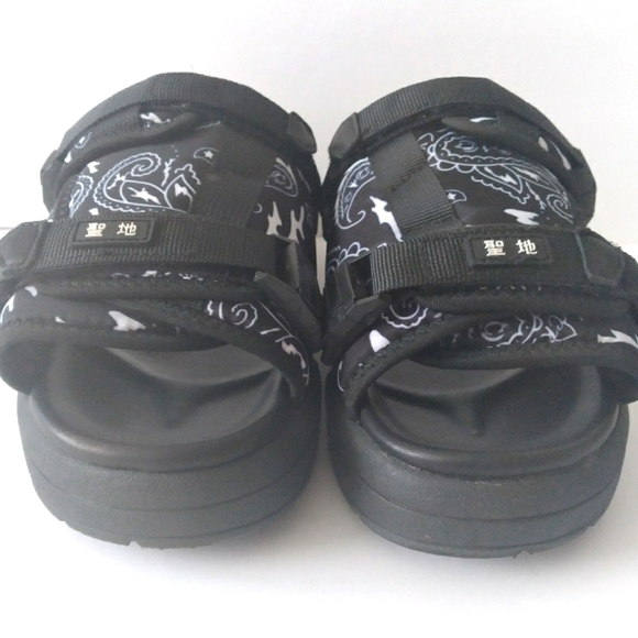 🆕️Seichi Yoroi Luxury Street Slide Sandals Paisley BlackWhite Men's 10- Ru… - Picture 3 of 11